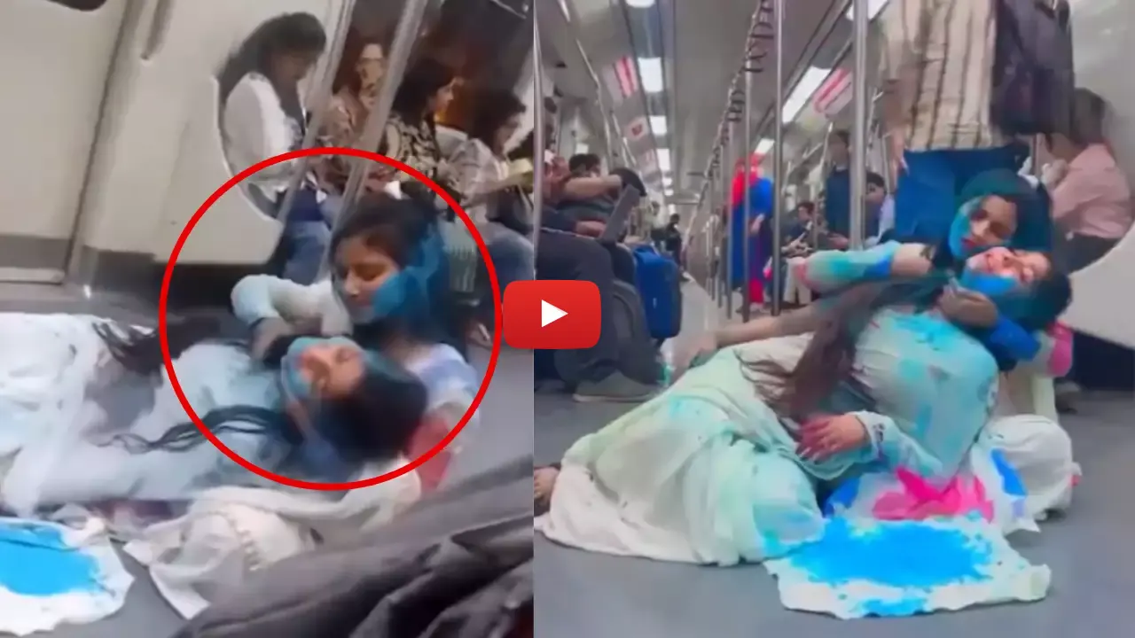 Delhi Metro Girls Dance On Rang Laga De Re Video Viral