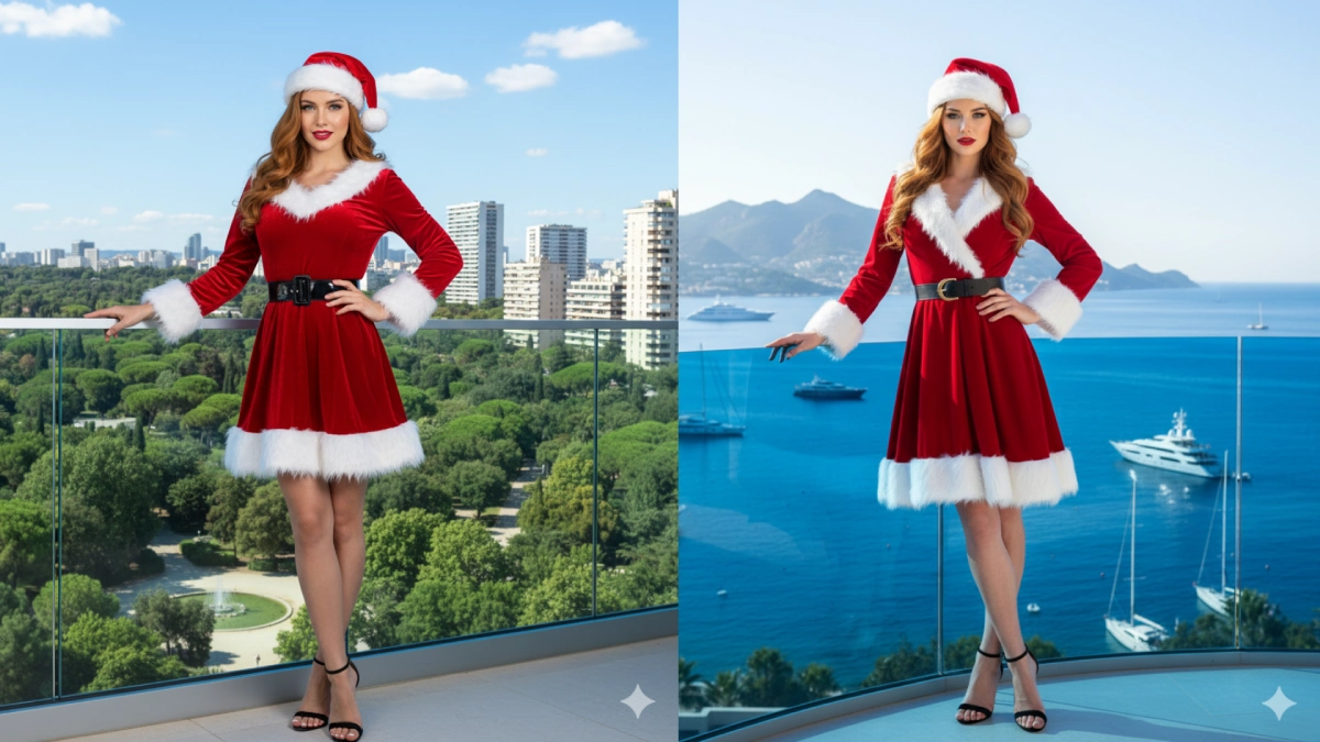 Nano Banana AI Christmas Woman Photoshoot